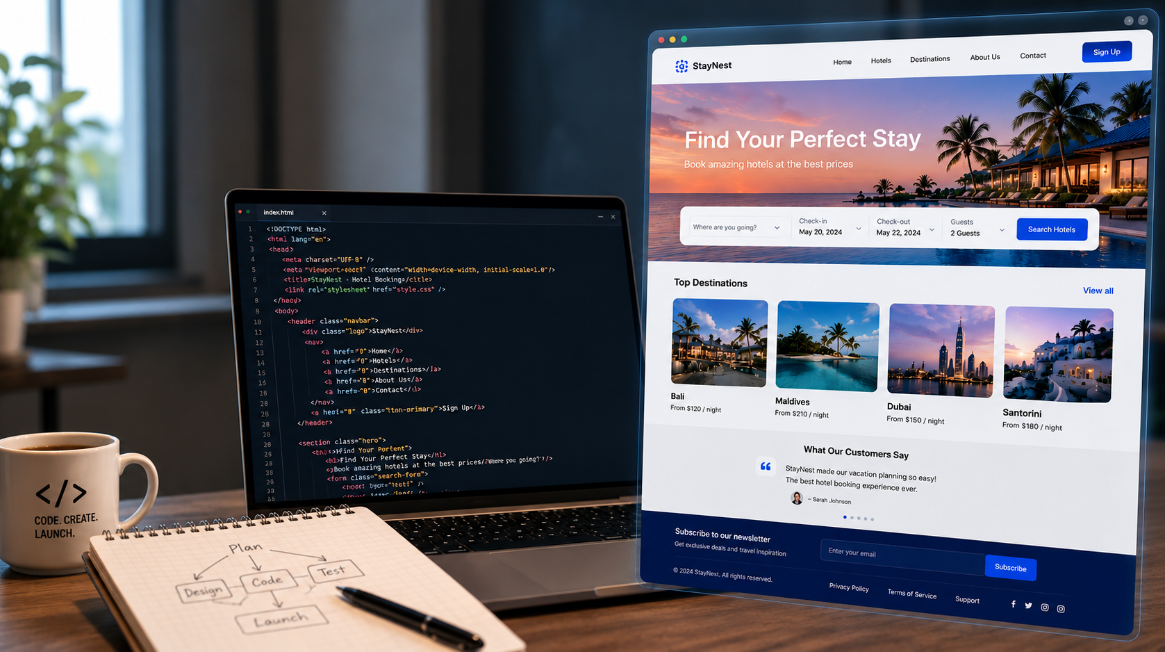 Hotel booking website built with the DIY hotel website builder and connected to the RateHawk API